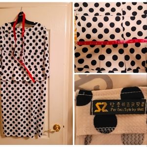 Reproduction polka dot peplum dress